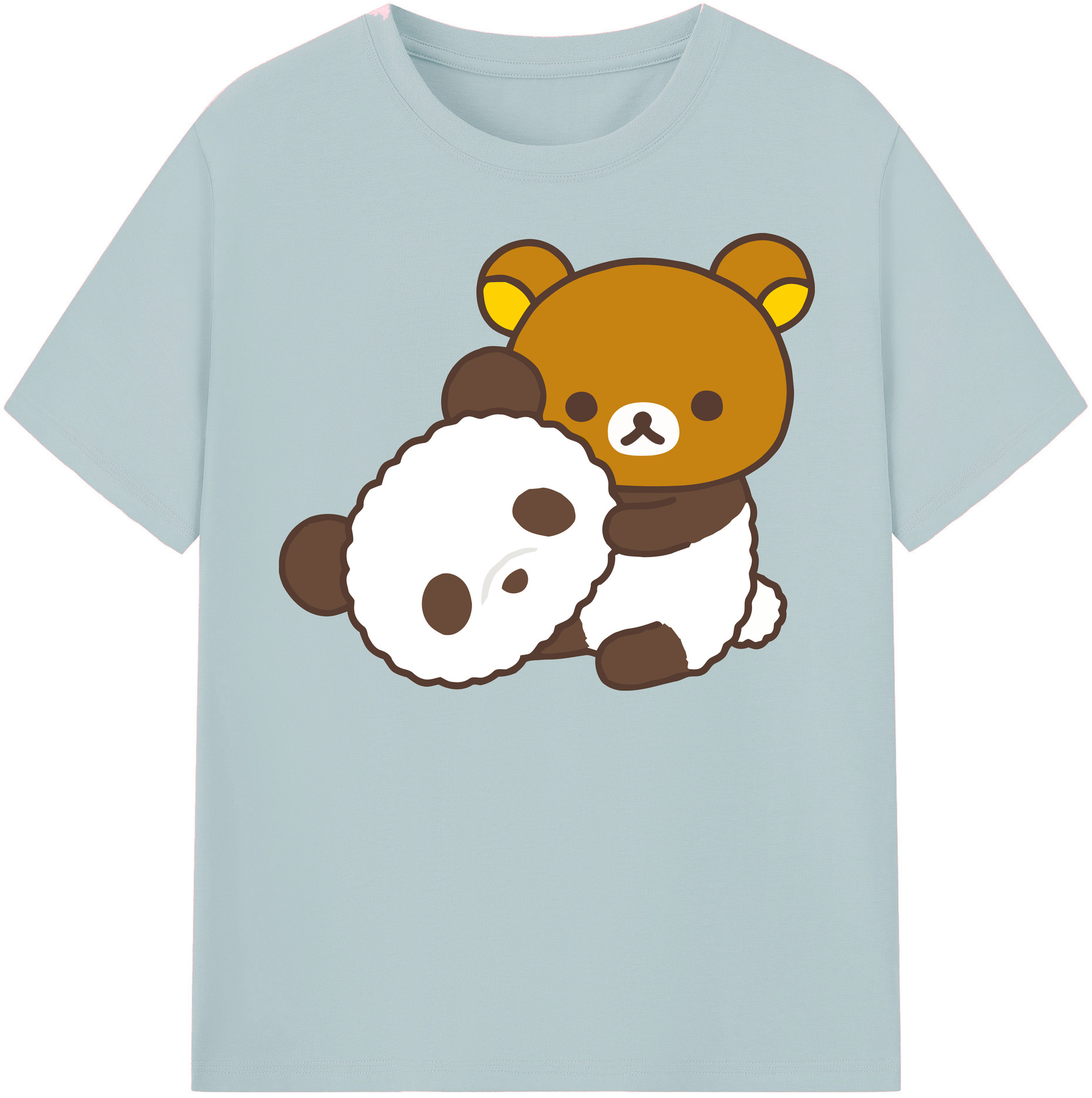 （画像用） リラックマ リラックマ キイロイトリ Rilakkuma Korilakkuma Kiiroitori 綿100％半袖Tシャツ（フロントプリント）